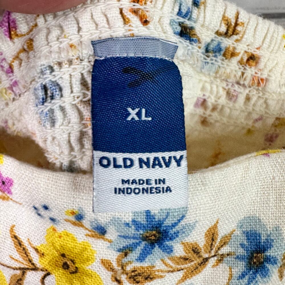 Old Navy Womens size XL Fit & Flare Tie-Strap Linen-Blend Floral Mini Dress - Picture 9 of 11